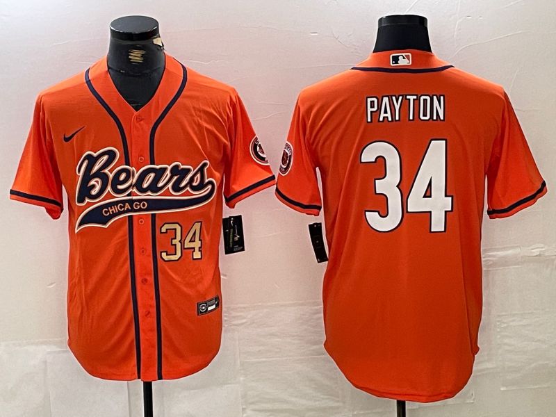 Men Chicago Bears #34 Payton Orange Joint Name 2024 Nike Limited NFL Jersey style 2